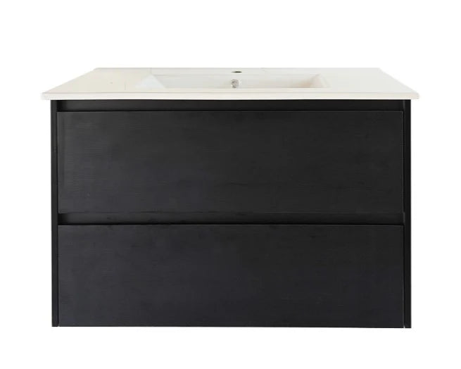 Hera 900mm Wall-Hung Vanity Black Oak