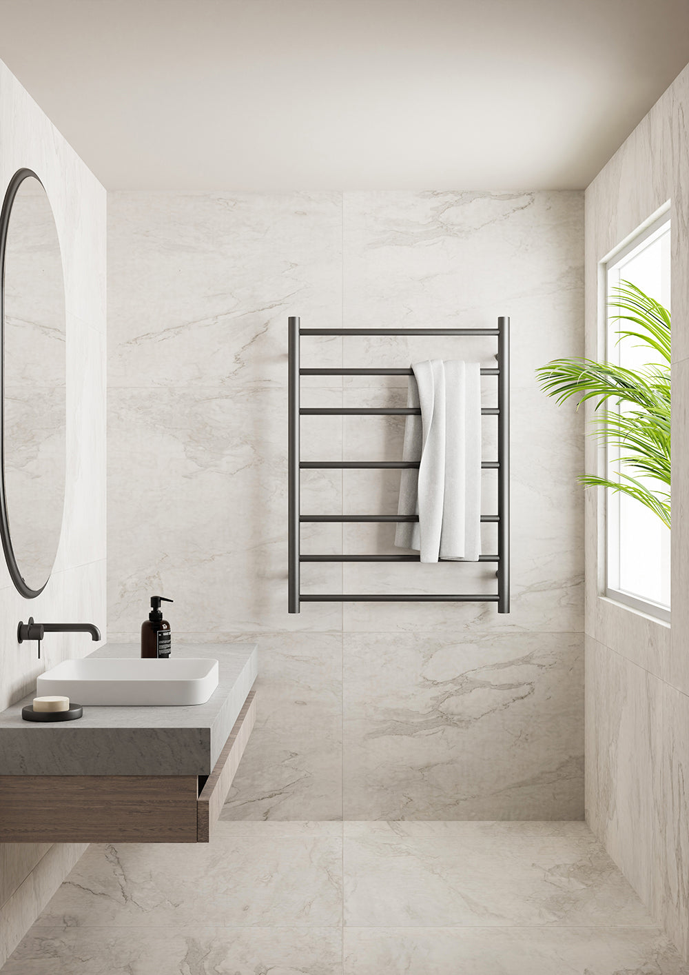 Nero Mecca 7 Bar Heated Towel Ladder Graphite