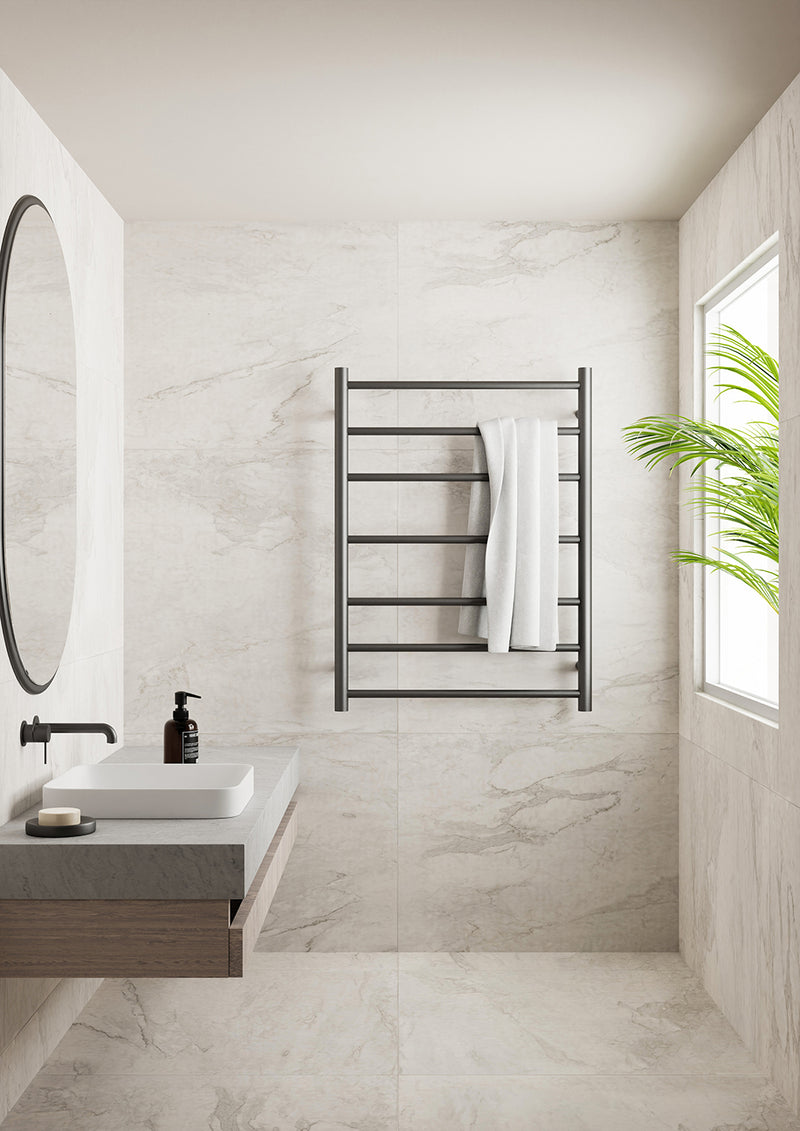 Nero Mecca 7 Bar Heated Towel Ladder Graphite