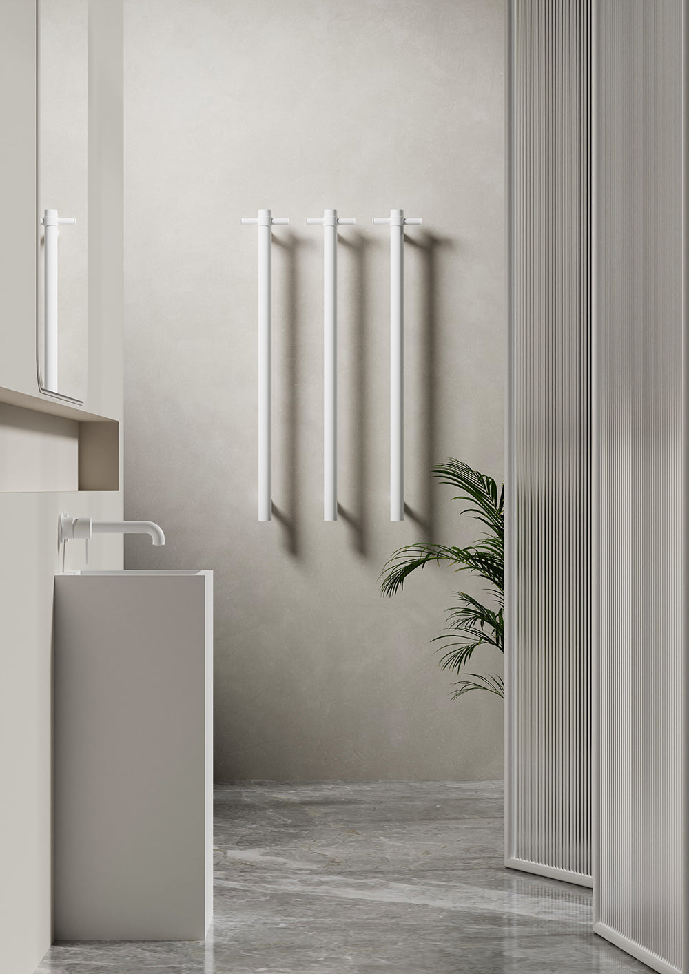 Nero Heated Vertical Towel Rail Matte White