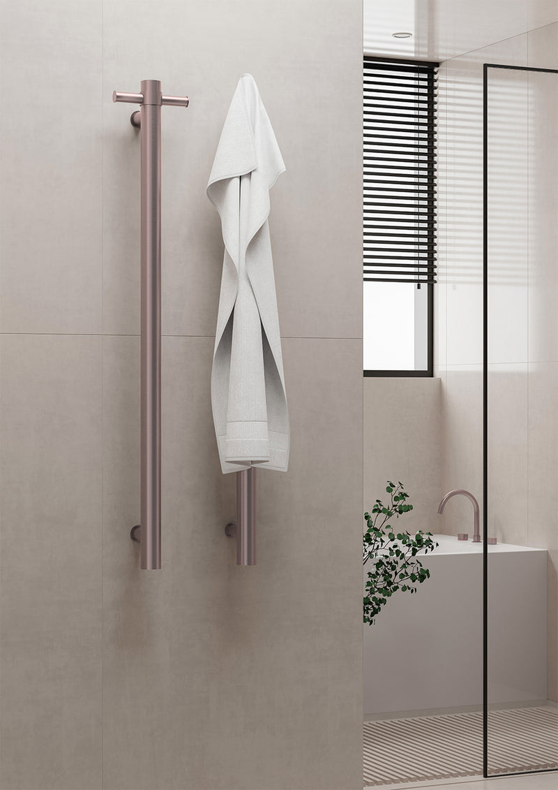 Nero Heated Vertical Towel Rail Brushed Bronze