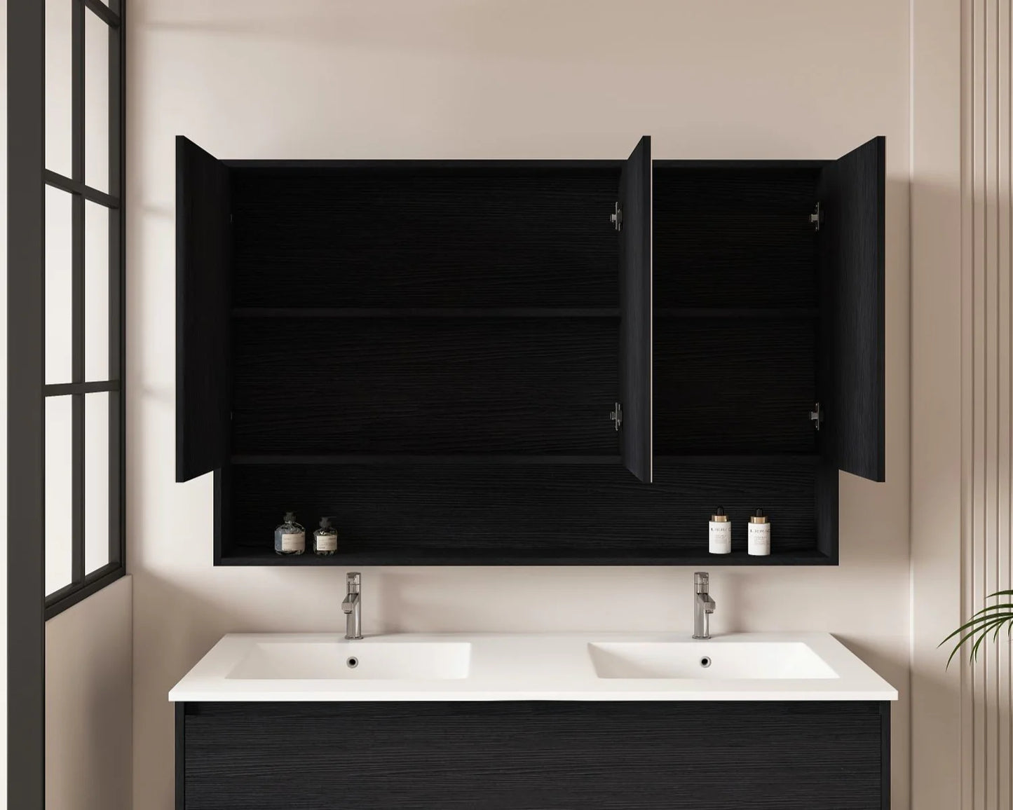 Hera 1200mm Shaving Cabinet Black Oak