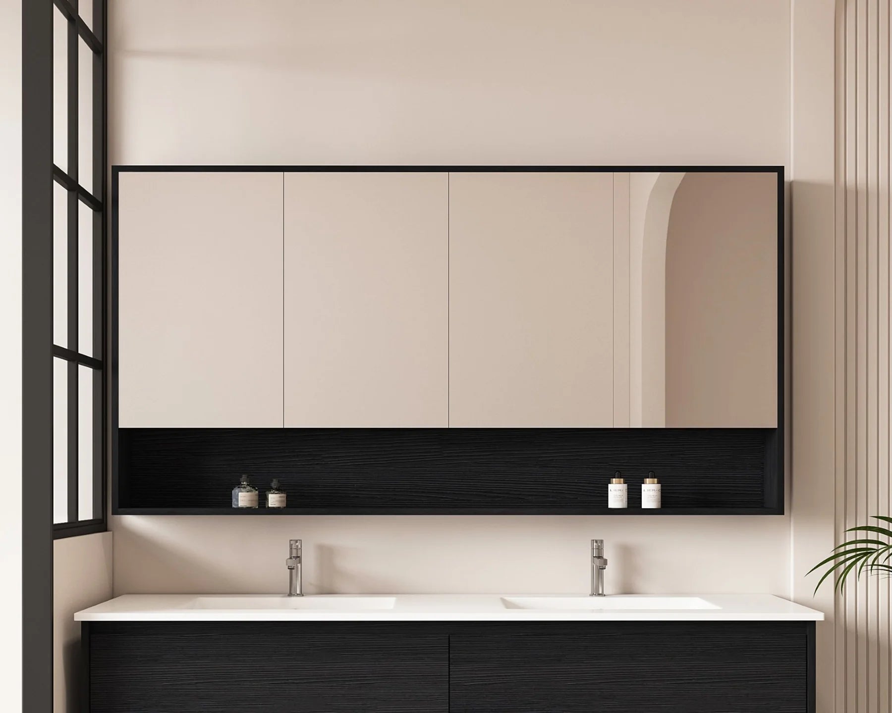 Hera 1500mm Shaving Cabinet Black Oak