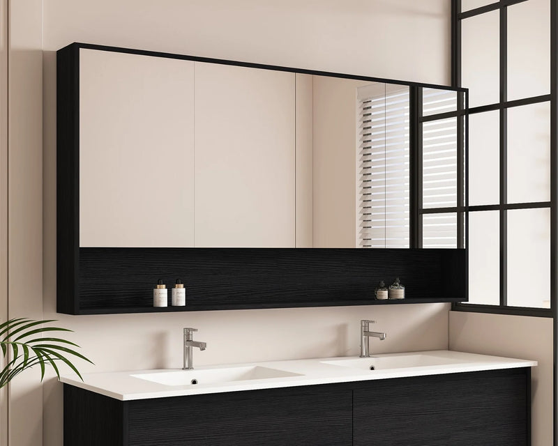Hera 1500mm Shaving Cabinet Black Oak