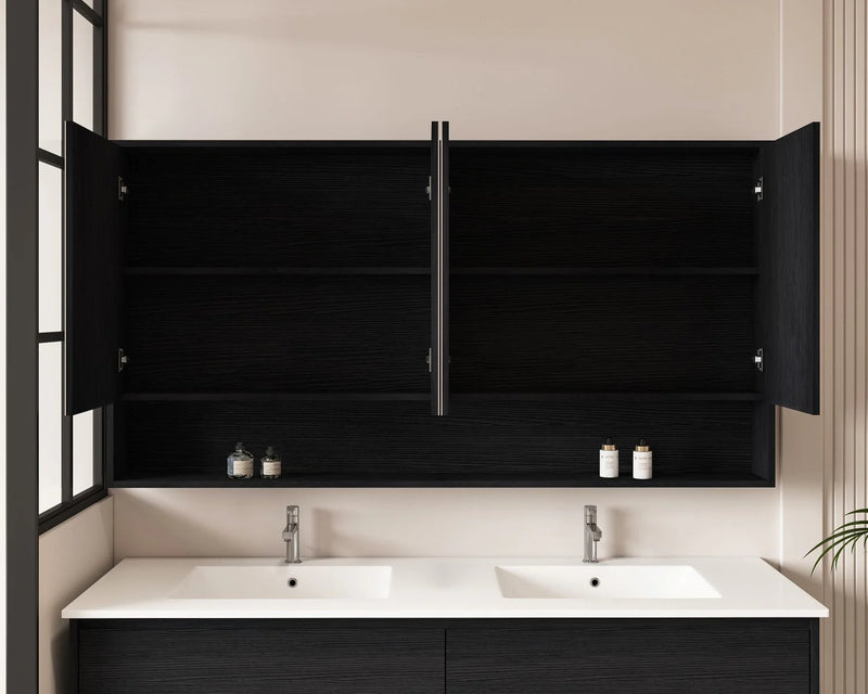 Hera 1500mm Shaving Cabinet Black Oak