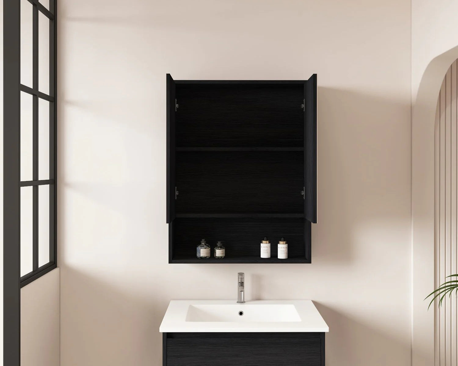 Hera 600mm Shaving Cabinet Black Oak