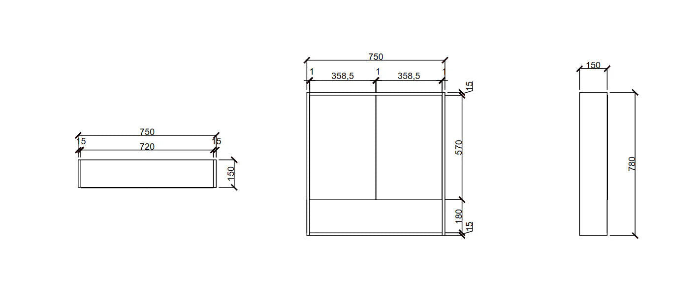 Hera 750mm Shaving Cabinet Black Oak