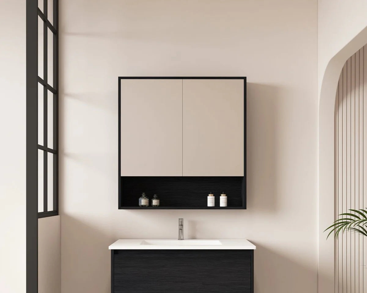 Hera 750mm Shaving Cabinet Black Oak