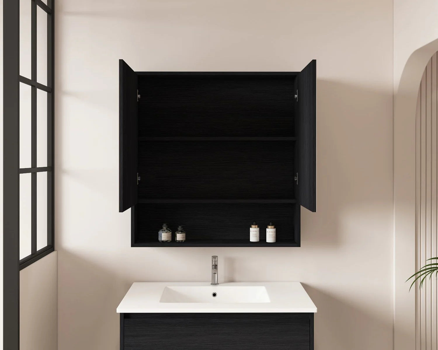Hera 750mm Shaving Cabinet Black Oak