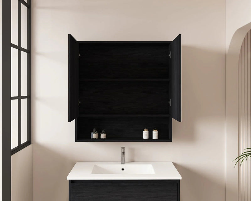 Hera 750mm Shaving Cabinet Black Oak