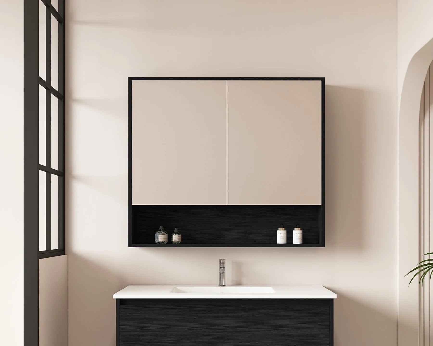 Hera 900mm Shaving Cabinet Black Oak