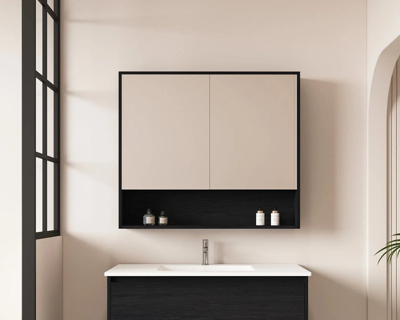 Hera 900mm Shaving Cabinet Black Oak