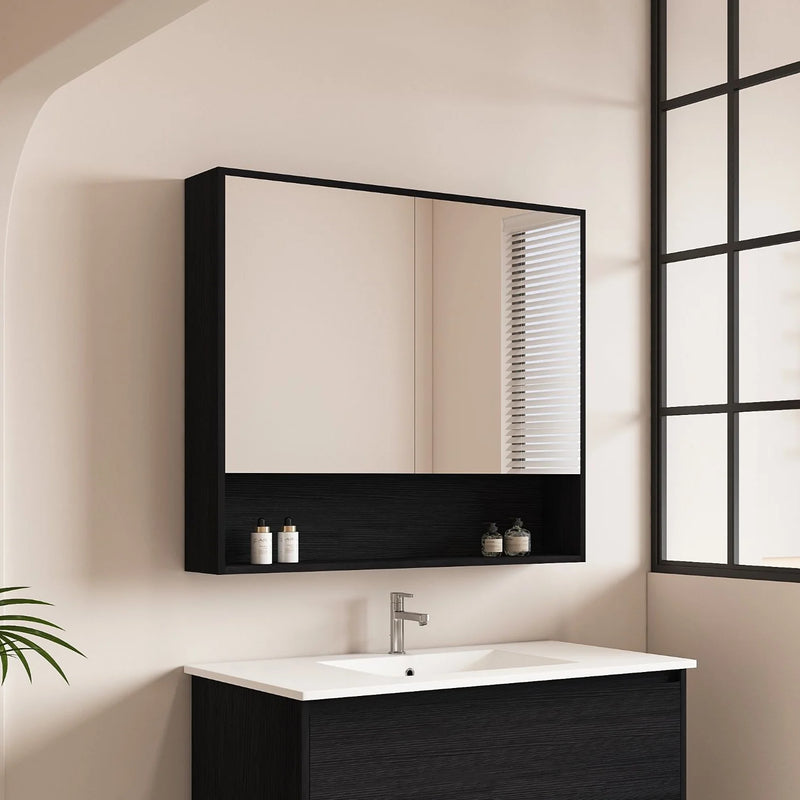 Hera 900mm Shaving Cabinet Black Oak