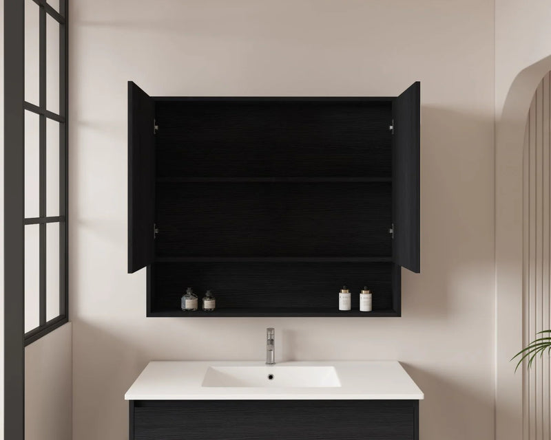 Hera 900mm Shaving Cabinet Black Oak
