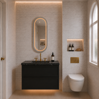 Lukka Hamilton Prime 600 Wall-Hung Vanity - Matte Black - styled bathroom example