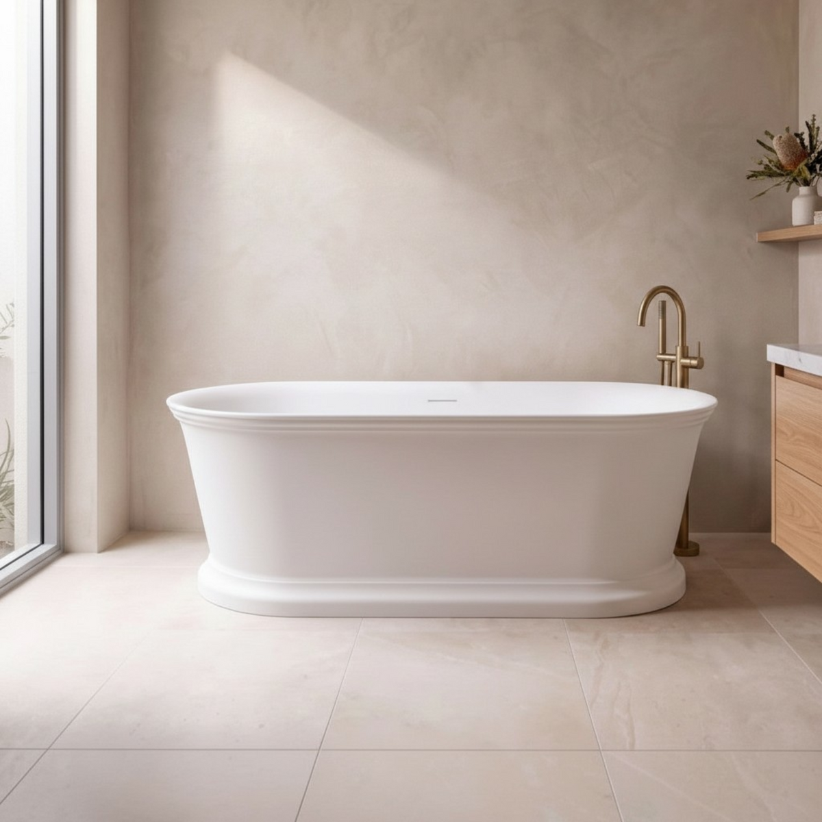 Ovia 1700mm Federation Hampton GLOSS WHITE Freestanding Bath