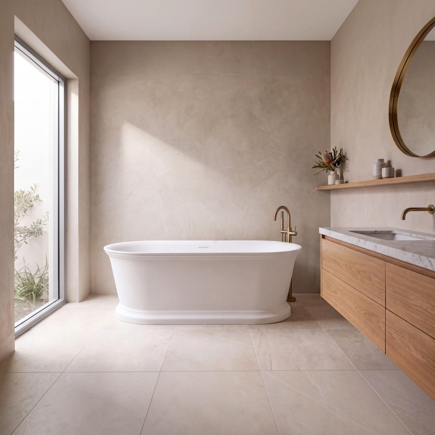 Ovia 1700mm Federation Hampton MATTE WHITE Freestanding Bath
