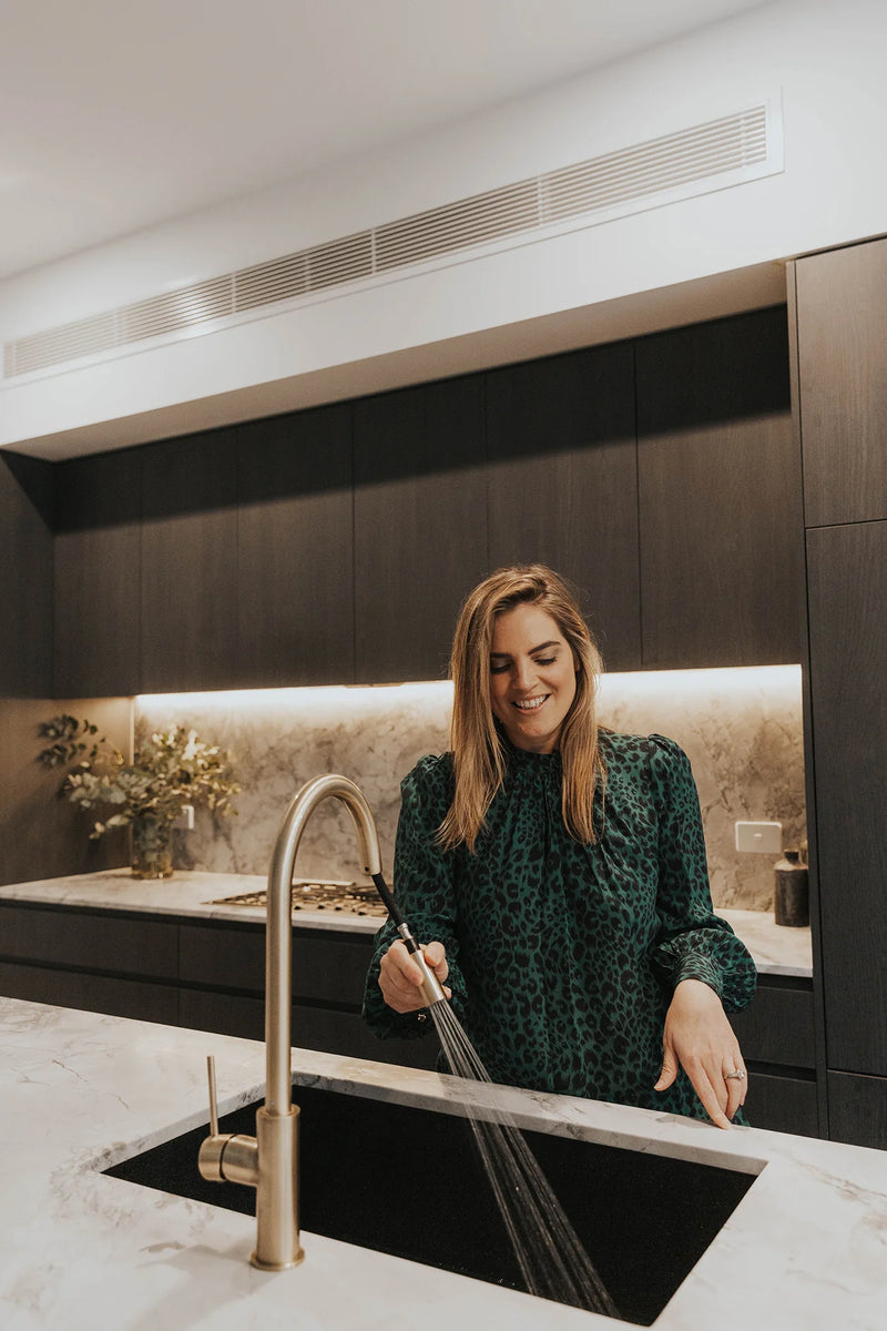 Meir Round Piccola Pull Out Kitchen Mixer Tap PVD Brushed Nickel