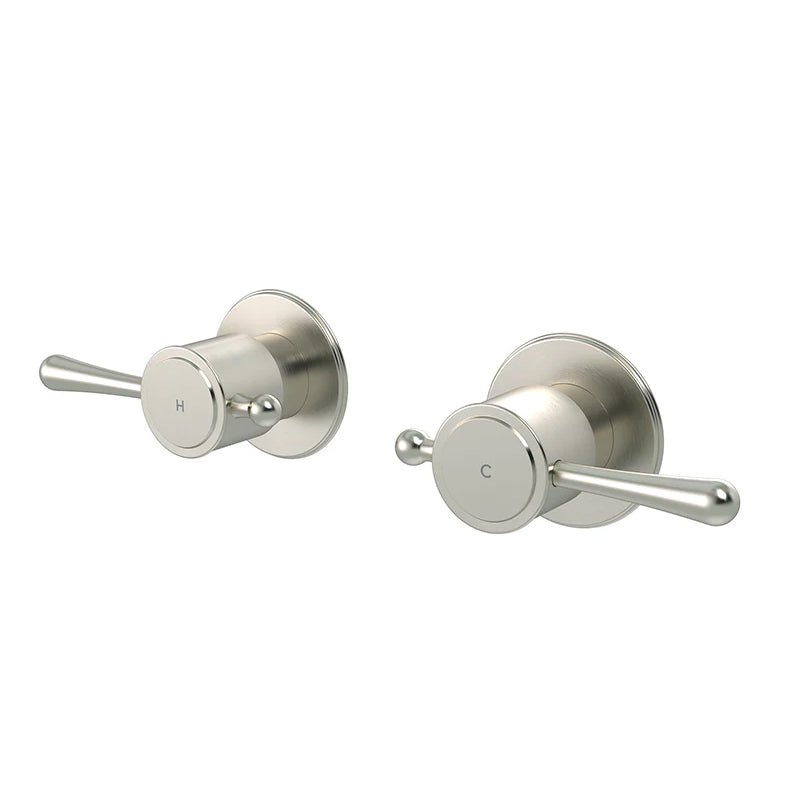 Meir Harrington Quarter Turn Wall Tap Set Brushed Nickel
