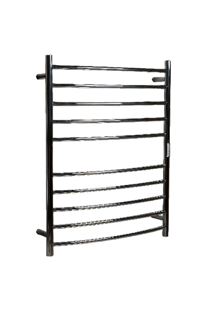 Hotwire Curved Round Heated Towel Rail 10 Bars Chrome 900hx700w Inc Timer