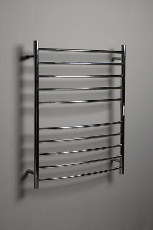 Hotwire Curved Round Heated Towel Rail 10 Bars Chrome 900hx700w Inc Timer