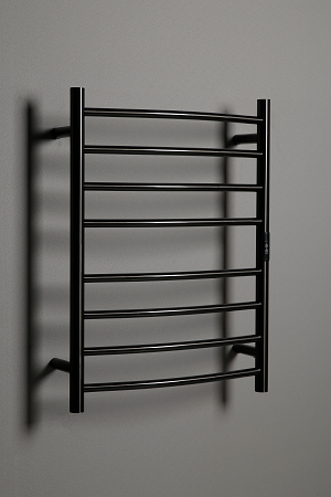 Hotwire Curved Round Heated Towel Rail 8 Bars Gun Metal 700hx530w Inc Timer
