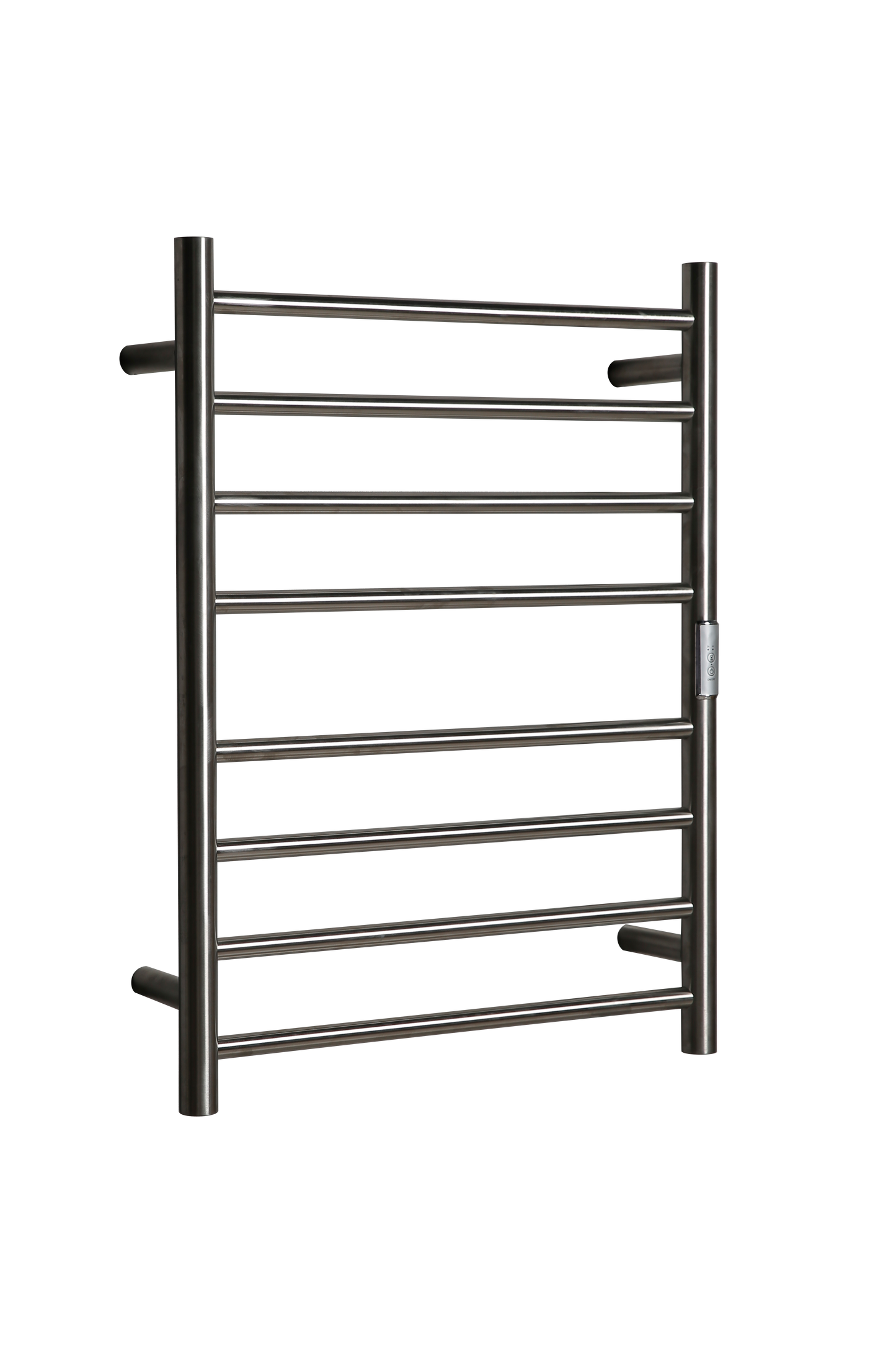 Hotwire Flat Round Heated Towel Rail 8 Bars Brushed Nickel 700hx530w Inc Timer