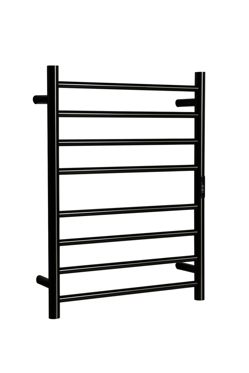 Hotwire Flat Round Heated Towel Rail 8 Bars Gun Metal 700hx530w Inc Timer
