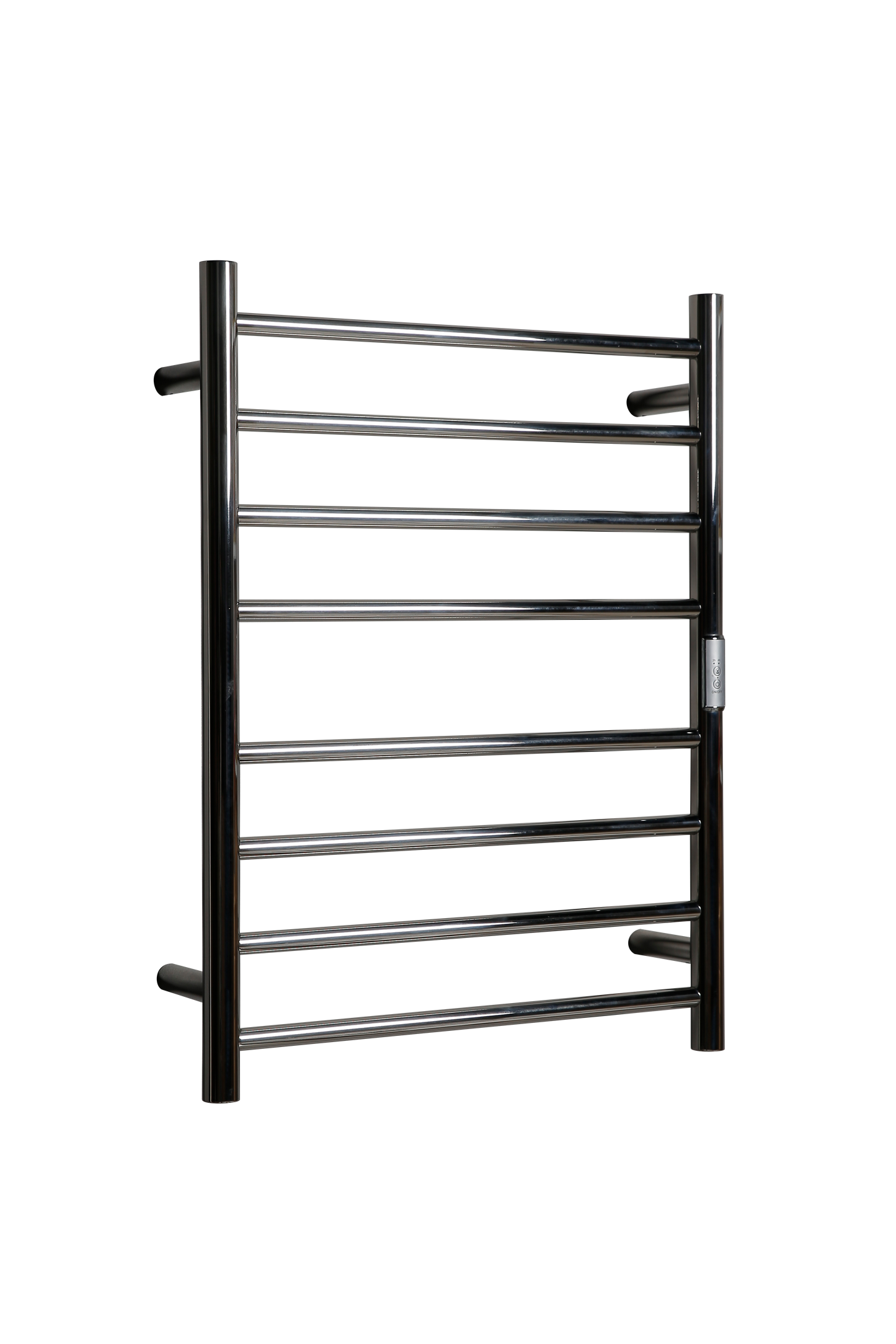 Hotwire Flat Round Heated Towel Rail 8 Bars Chrome 700hx530w Inc Timer