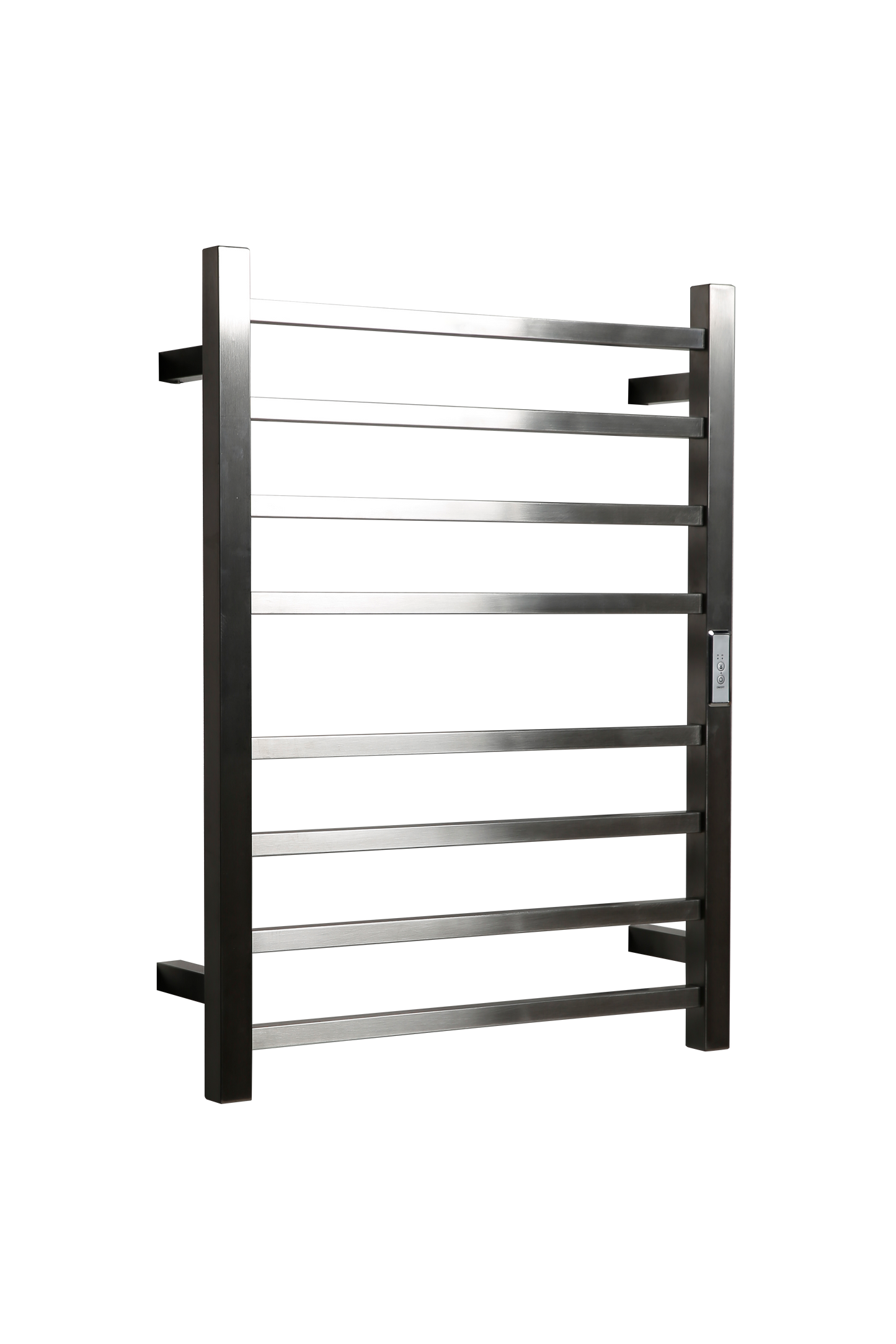 Hotwire Flat Square Heated Towel Rail 8 Bars Brushed Nickel 700hx530w Inc Timer