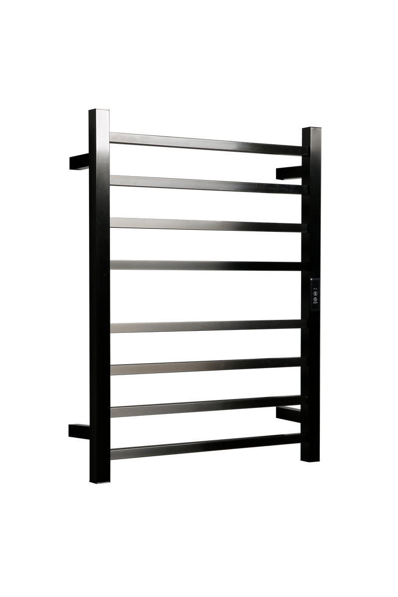 Hotwire Flat Square Heated Towel Rail 8 Bars Gun Metal 700hx530w Inc Timer