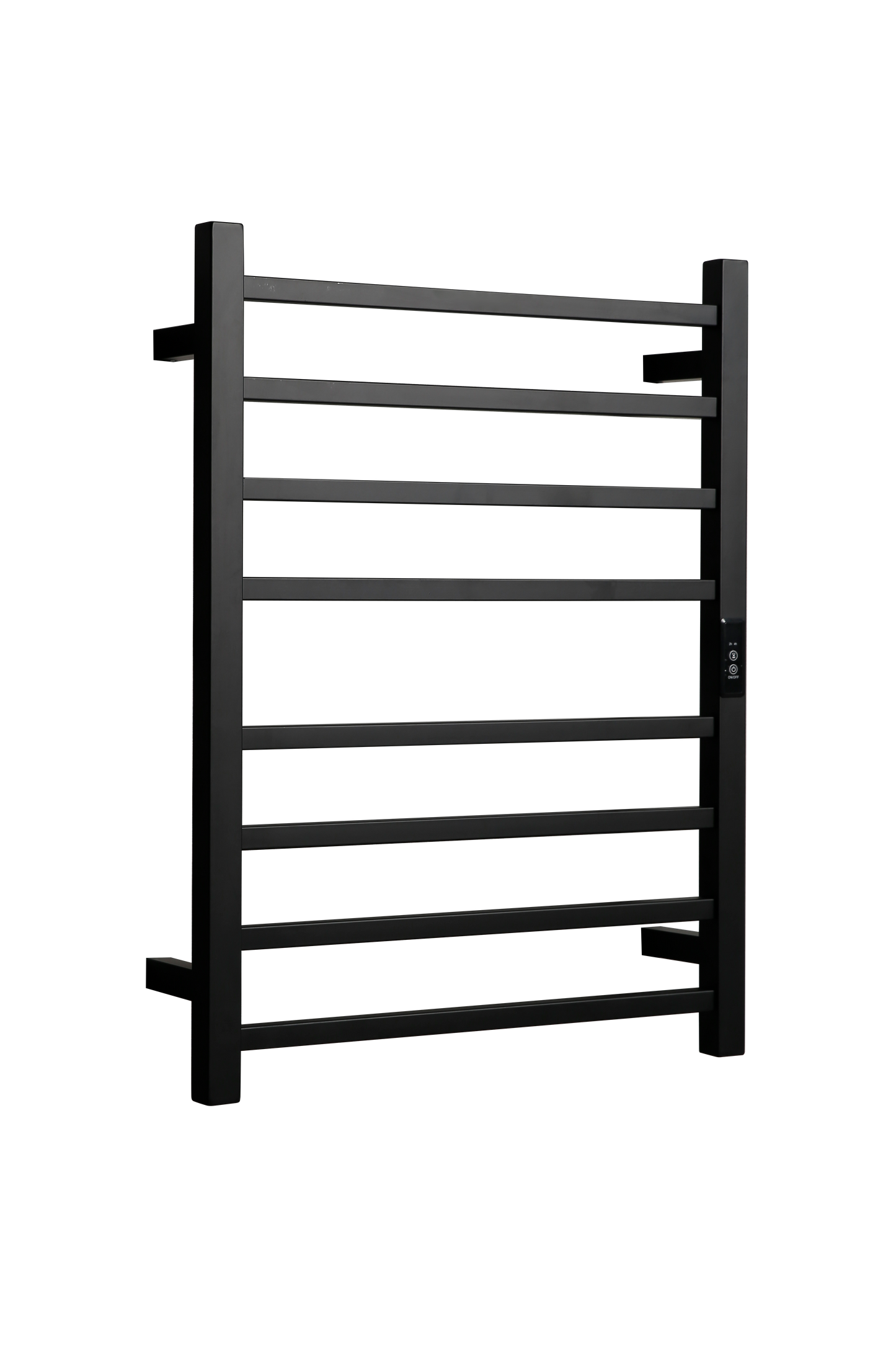 Hotwire Flat Square Heated Towel Rail 8 Bars Black 700hx530w Inc Timer