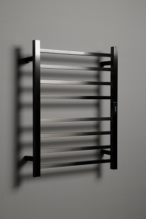 Hotwire Flat Square Heated Towel Rail 8 Bars Gun Metal 700hx530w Inc Timer