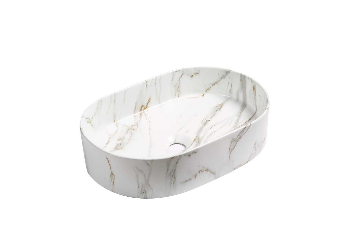 Matte White Carrara Above Counter Top Oval Pill Oval Shaped Basin