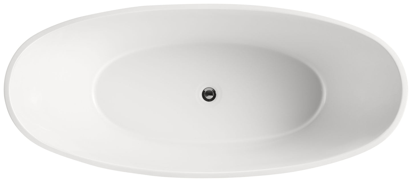 Ikaris 1500mm Double High Back Gloss White Freestanding Acrylic No Overflow Bath Tub