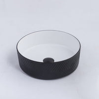 Ovia ART Archilles Matte Black and Matte White Textured Above Counter Basin 360mm X 120mm