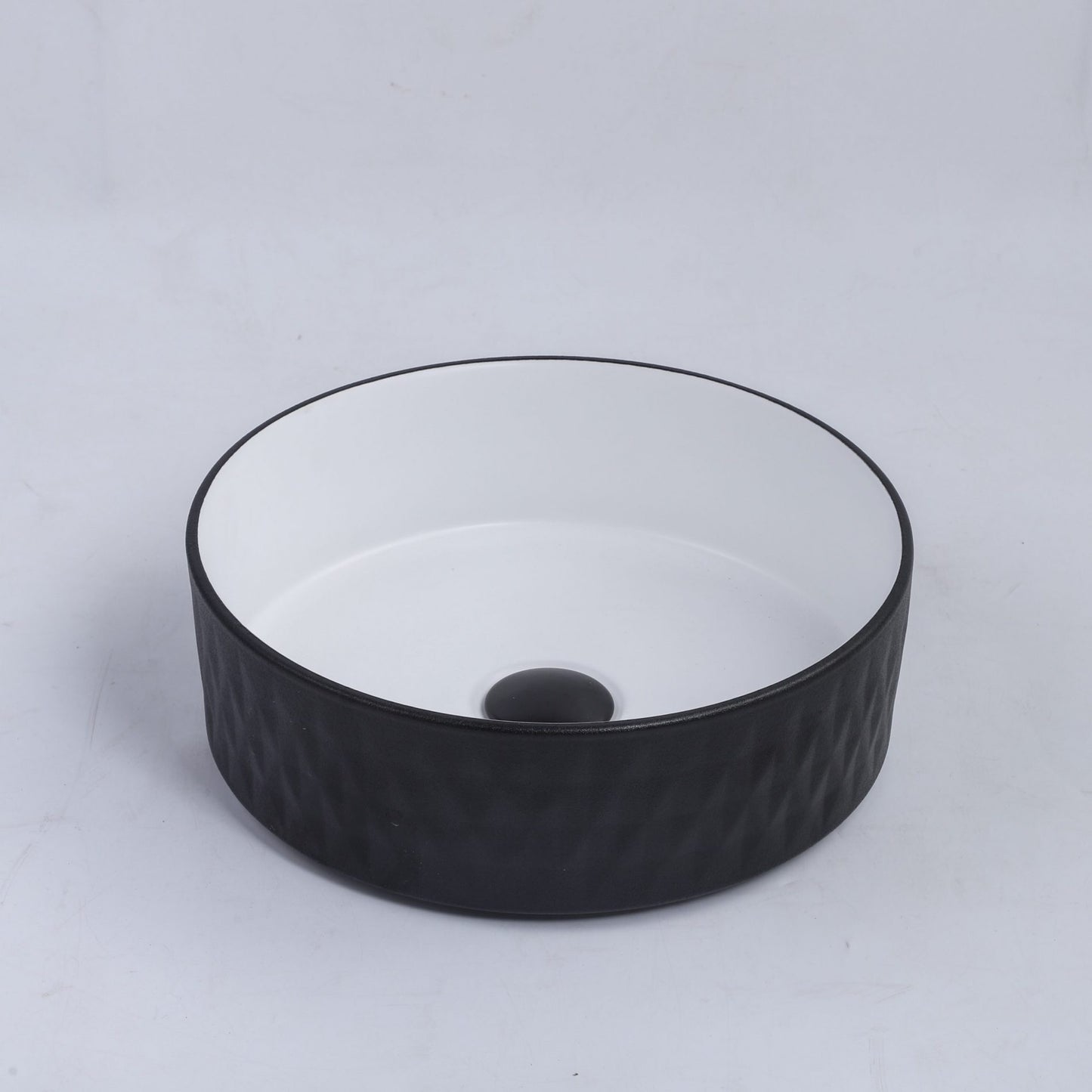 Ovia Art Diamond Matt Black and Matt White Textured Above Counter Basin 360mm x 120mm