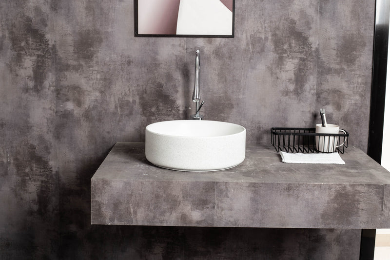 Ovia Claya Art Sandy Matt White Textured Above Counter Basin 360mm