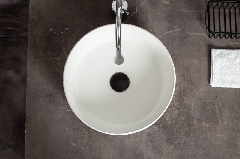 Ovia Claya Art Sandy Matt White Textured Above Counter Basin 360mm