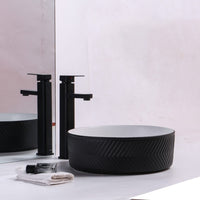 Ovia ART Archilles Matte Black and Matte White Textured Above Counter Basin 360mm X 120mm
