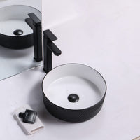 Ovia ART Archilles Matte Black and Matte White Textured Above Counter Basin 360mm X 120mm