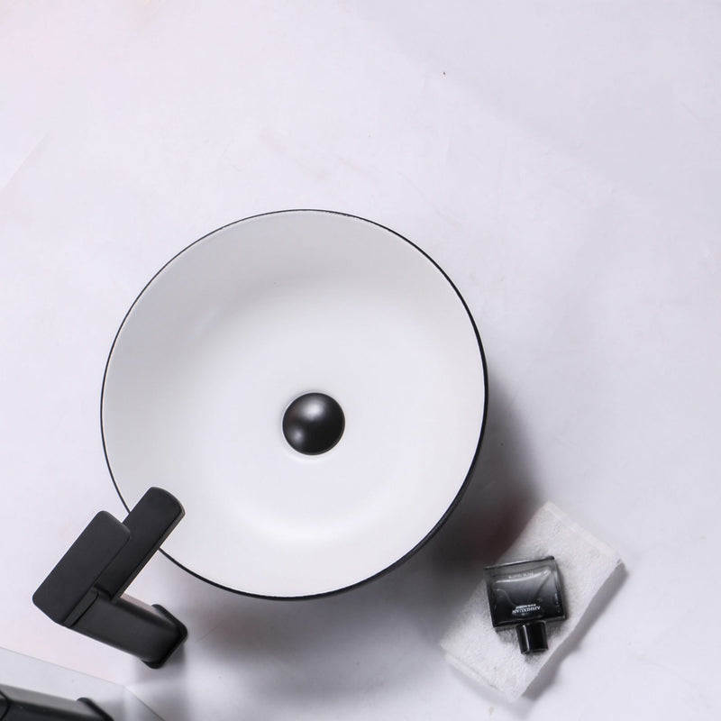 Ovia Art Wavy Matt Black and Matt White Textured Above Counter Basin 400mm x 135mm