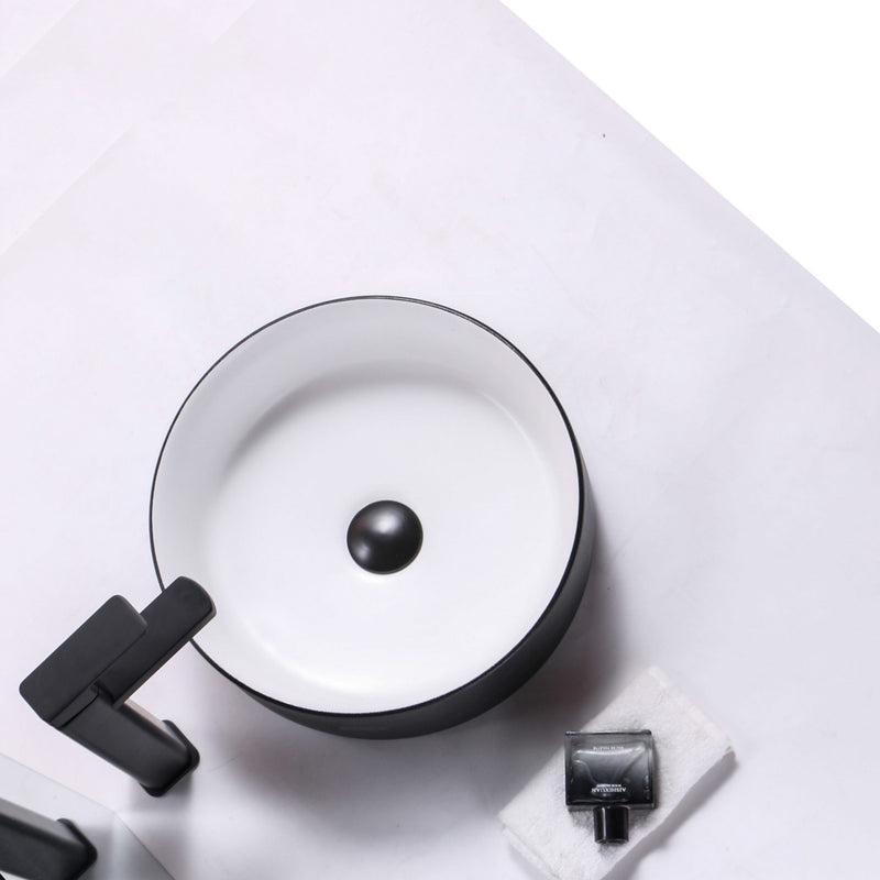 Ovia Art Sandy Matt Black and Matt White Textured Above Counter Basin 360mm x 120mm