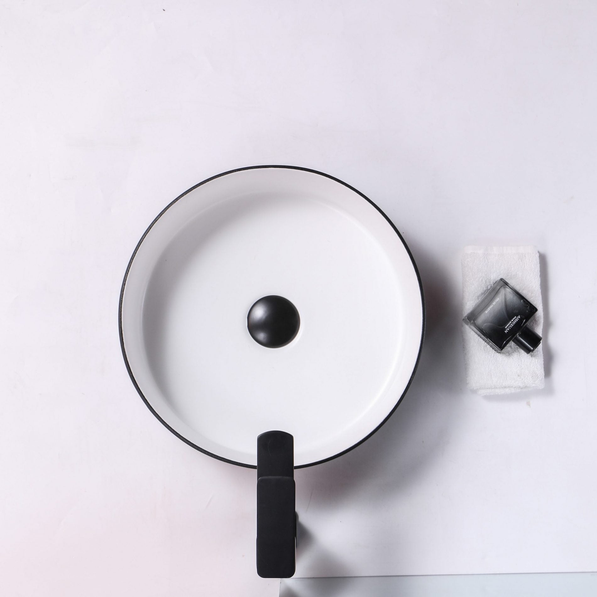 Ovia Art Diamond Matt Black and Matt White Textured Above Counter Basin 360mm x 120mm