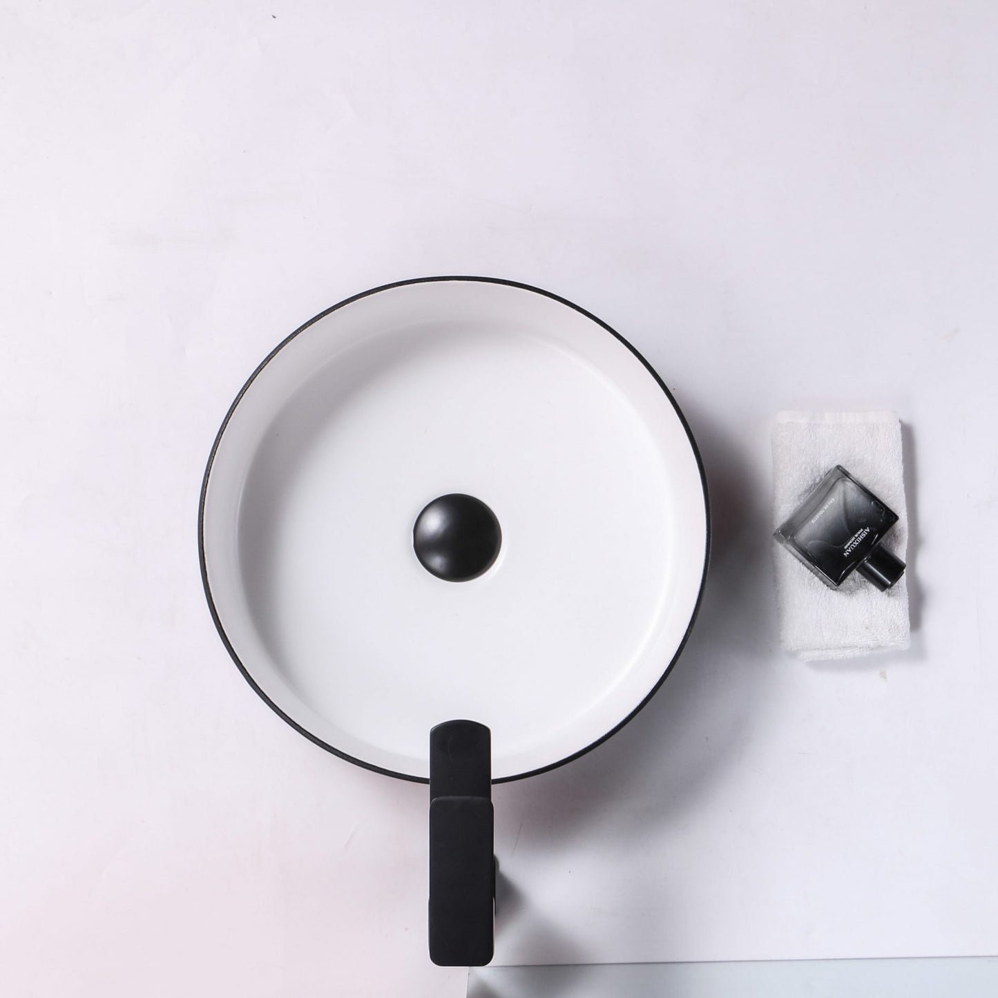 Ovia Art Diamond Matt Black and Matt White Textured Above Counter Basin 360mm x 120mm