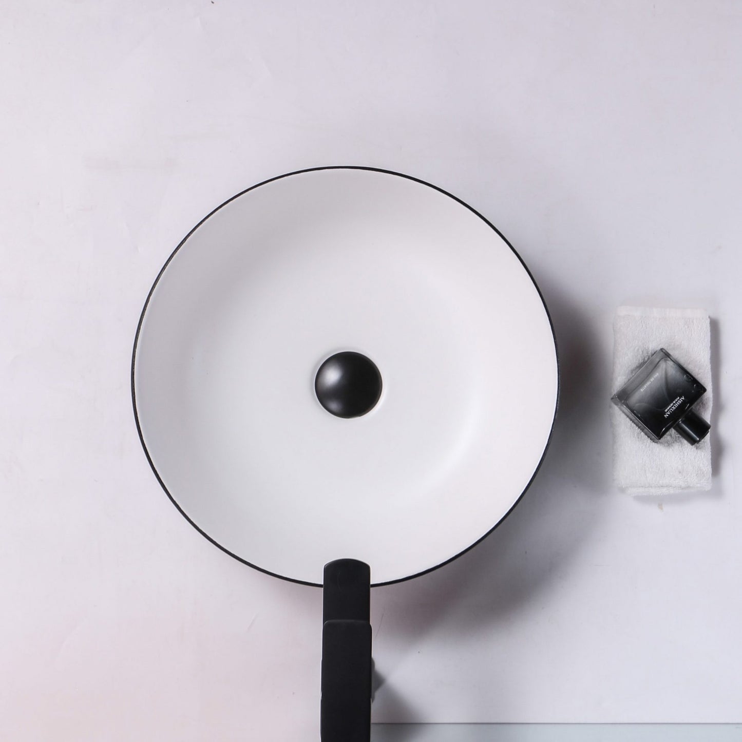 Ovia Art Wavy Matt Black and Matt White Textured Above Counter Basin 400mm x 135mm