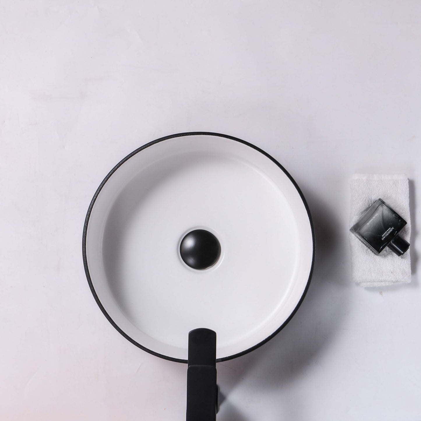 Ovia Art Sandy Matt Black and Matt White Textured Above Counter Basin 360mm x 120mm