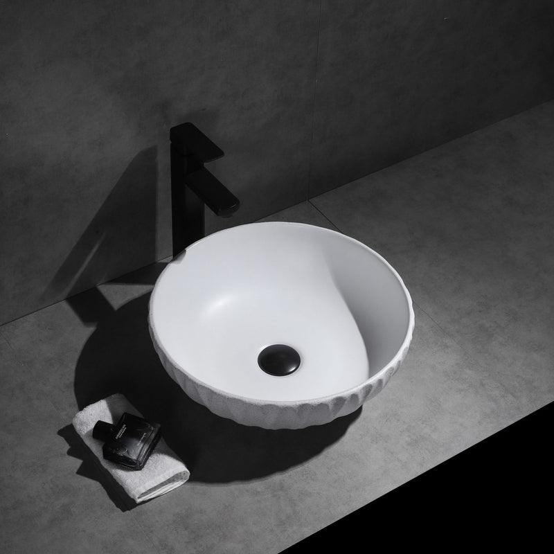 Ovia Claya Art Ruby Matt White Textured Above Counter Basin 400mm x 135mm