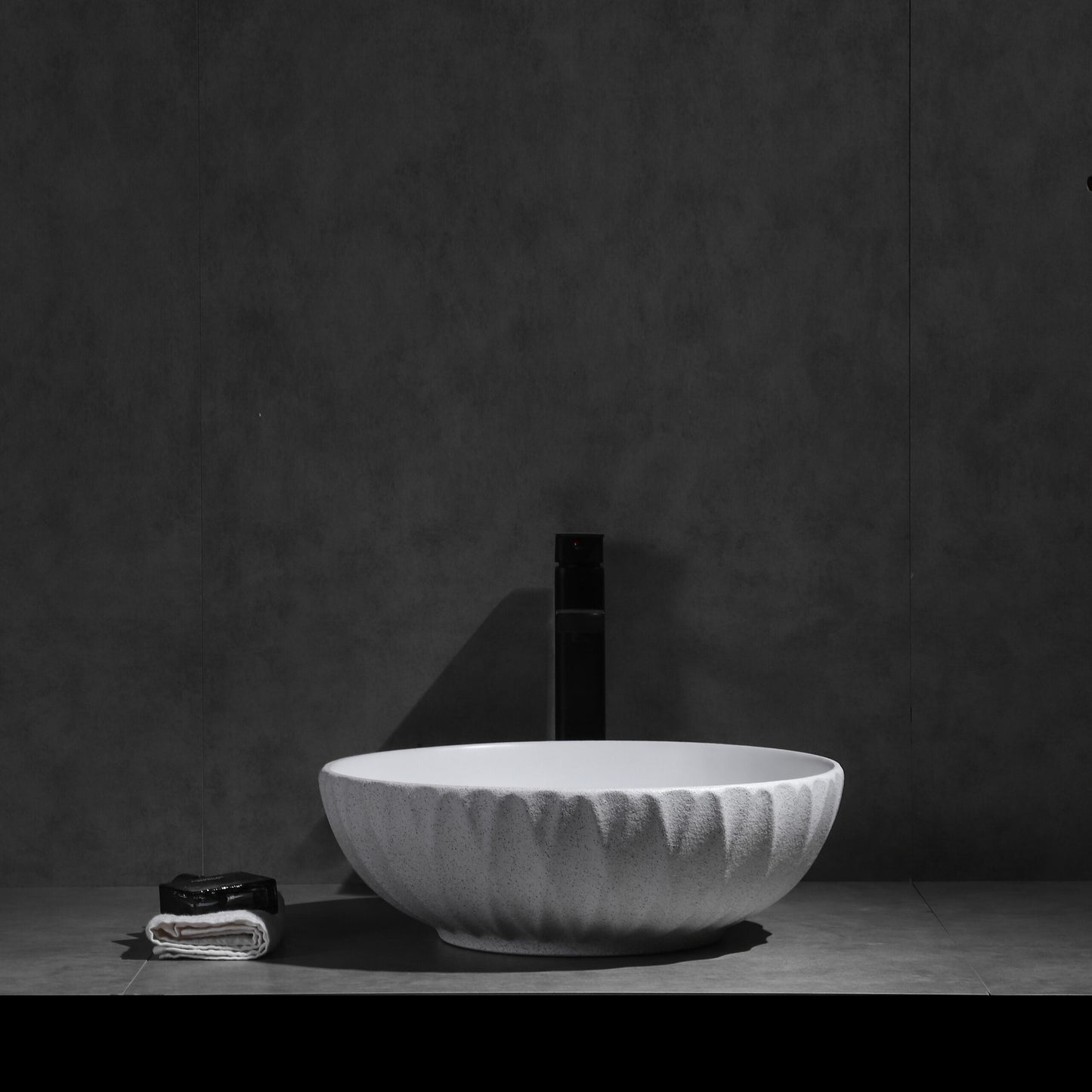 Ovia Claya Art Ruby Matt White Textured Above Counter Basin 400mm x 135mm