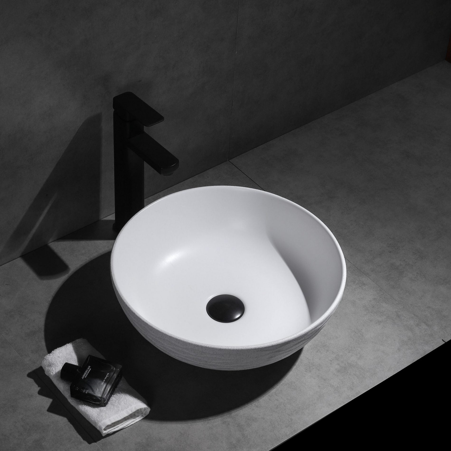 Ovia Claya Art Wavy Matt White Textured Above Counter Basin 400mm x 135mm